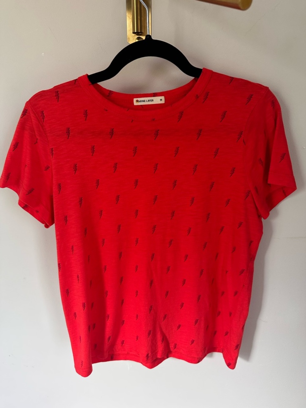 Marine Layer Red Tee with Lightning Bolts Size M